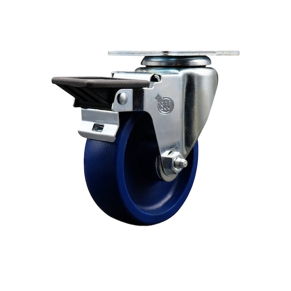 Service Caster 4'' Solid Poly Wheel Swivel Top Plate Caster Posi Brake SCC-20S414-SPUS-PLB - main